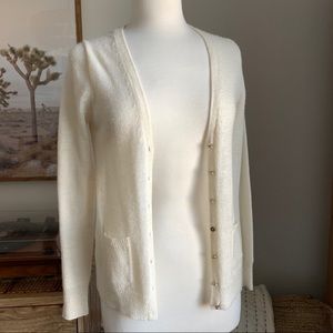 J Crew Lightweight Ivory Cardigan Sweater Size S